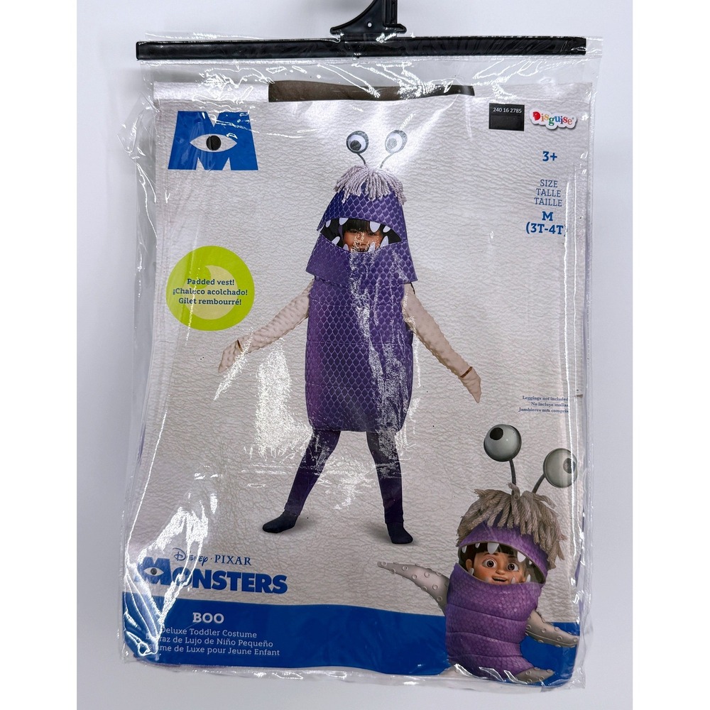 Disney Monsters Inc Boo Deluxe Toddler Costume 3T-4T Purple Monster Disguise